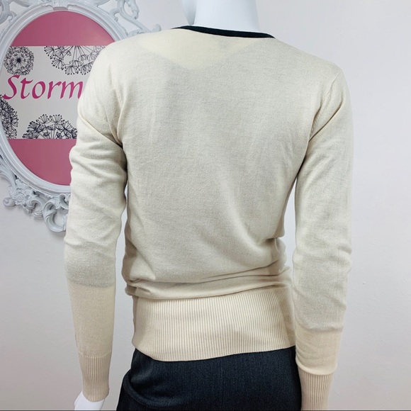 Ann Taylor / Cream Black Surplice Sweater - Picture 5 of 7